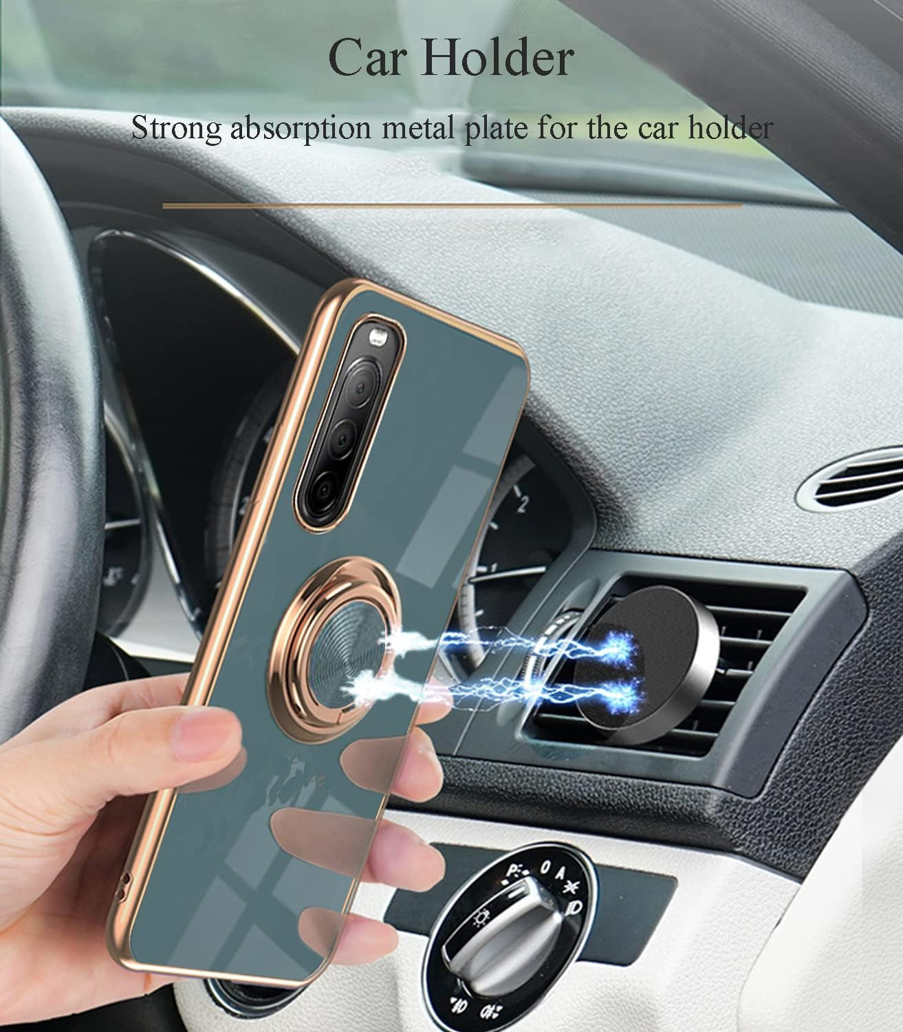 Yarxiawin Compatible with Sony Xperia 10 IV Case Ring Holder Magnet Silicone, Sony Xperia 10 IV Phone Case Silicone Thin White Cover Black 360° Rotatable Metal Kickstand (Gray)  Yarxiawin   