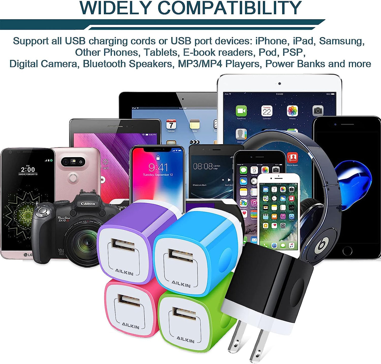 USB Wall Charger Plug, Fast Charging Block, AILKIN 5Pack 1A 1-Port Power Adapter Charging Cube Bricks Box for Iphone 14 13 12 Mini Pro Max/11/Xr/Xs/X/8/7, Ipad Pro/Air, Cell Phone USB a Plug Cargador  Shenzhen Putuo Technology Co.,Ltd   