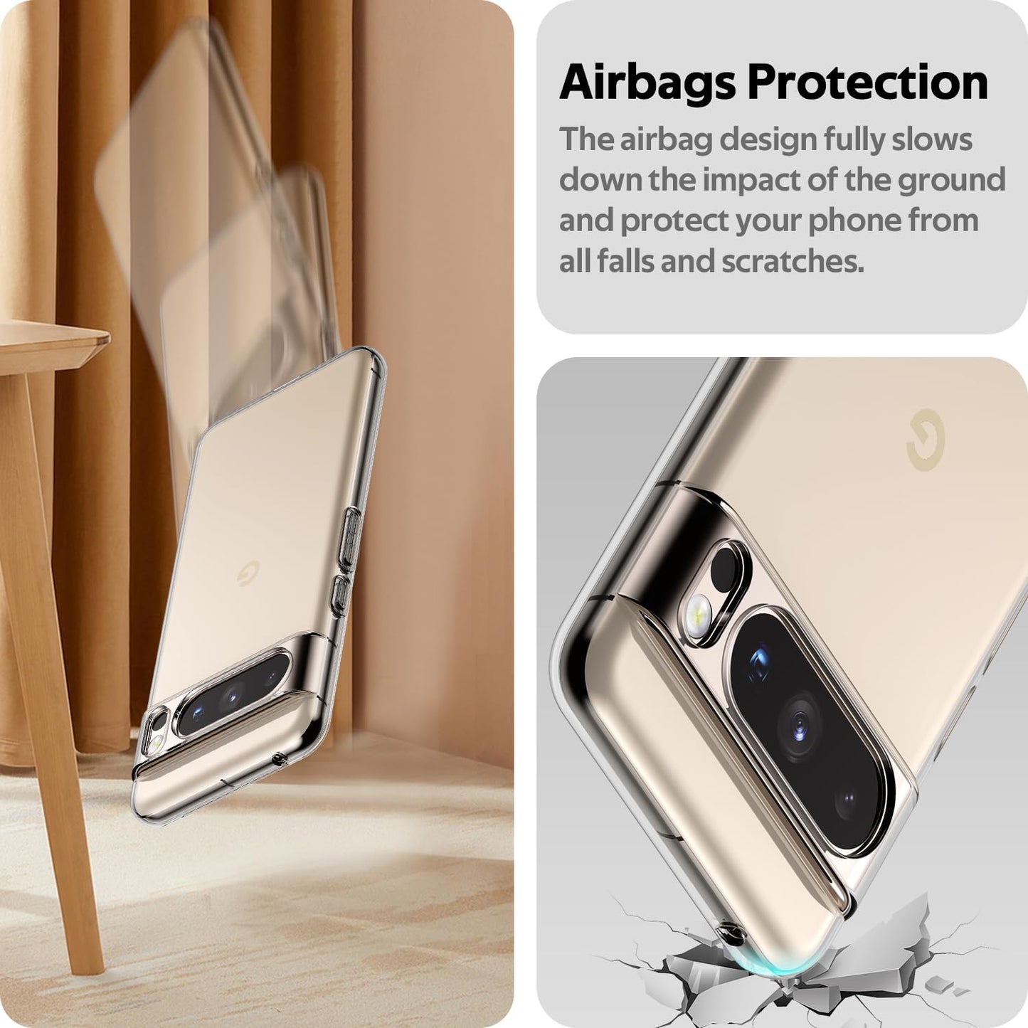 Aeska Clear Case for Google Pixel 8 Pro, Ultra [Slim Thin] Flexible Scratch Resistant Transparent TPU Shockproof Gel Rubber Soft Silicone Protective Phone Case Cover for Google Pixel 8 Pro (Clear)  Aeska   