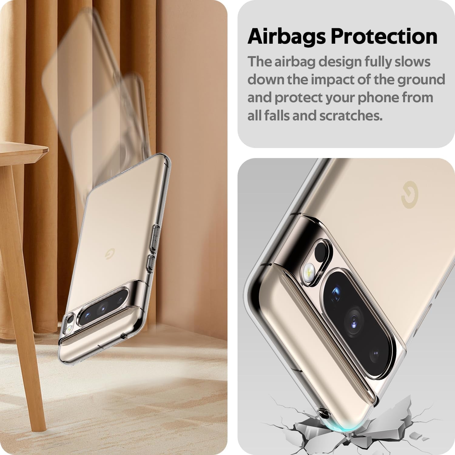 Aeska Clear Case for Google Pixel 8 Pro, Ultra [Slim Thin] Flexible Scratch Resistant Transparent TPU Shockproof Gel Rubber Soft Silicone Protective Phone Case Cover for Google Pixel 8 Pro (Clear)  Aeska   