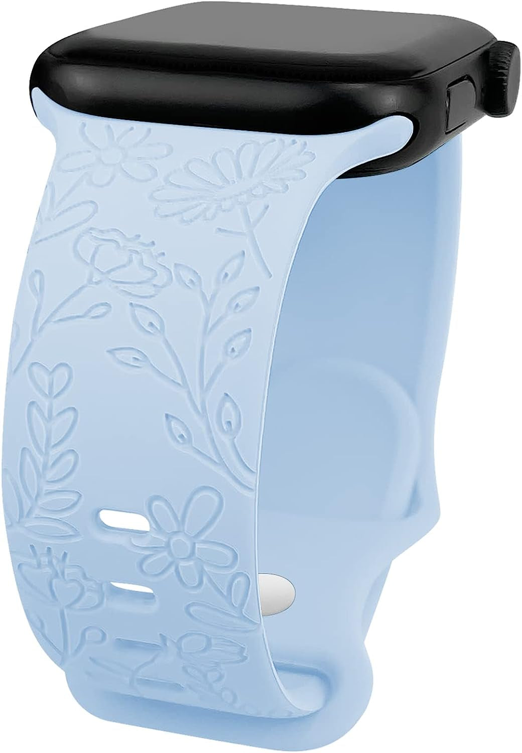 Lyfatz Flower Engraved Bands Compatible with Apple Watch Band 38Mm 40Mm 41Mm 42Mm 44Mm 45Mm 49Mm Women,Floral Laser Soft Silicone Waterproof Sport Band Replacement Wristbands for Iwatch Series 8 7 6 5 4 3 2 1 SE Ultra  Lyfatz Lilac 38/40/41mmM/L 