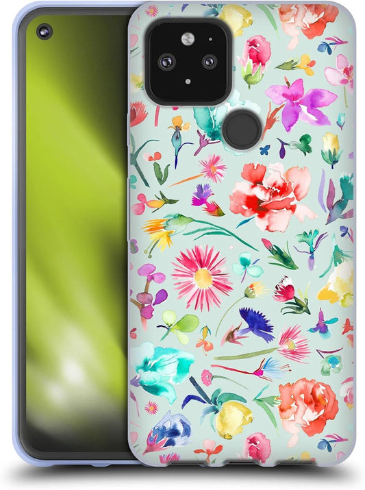 Head Case Designs Officially Licensed Ninola Buds Blue Floral Patterns Soft Gel Case Compatible with Google Pixel 5 5G  Head Case Designs   