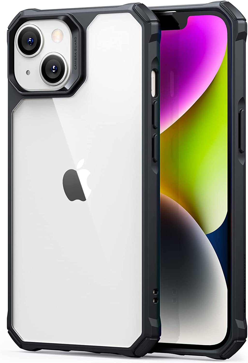 ESR for Iphone 13 Case/Iphone 14 Case Clear, Military-Grade Protection, Shockproof Air-Guard Corners, Yellowing-Resistant Acrylic Back, Phone Case for Iphone 14/Iphone 13, Air Armor Case,Frosted Black  Electronic Silk Road Corp Clear Black  