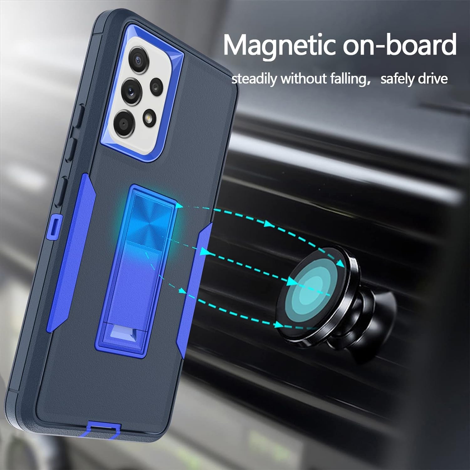 MDCN Samsung A53 5G, Galaxy A53 5G Case, Military Grade Heavy Duty with HD Screen Protector Magnetic Ring Kickstand Car Mount Protection Armor Phone Case Cover for Samsung Galaxy A53 5G (Navy_Blue)  Jinxian Co., Ltd.   
