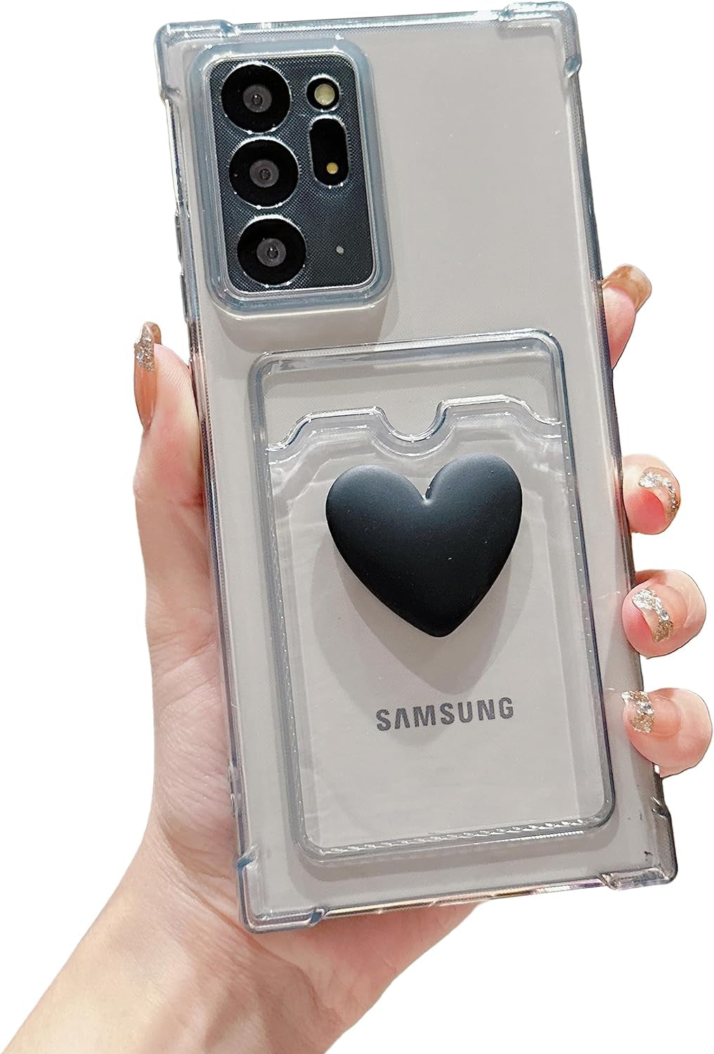 Tuokiou Compatible with Samsung Galaxy Note 20 Ultra Phone Case,Cute 3D Heart Design Phone Case Protection Soft Shockproof Card Holder Wallet Case for Galaxy Note 20 Ultra 6.9 Inch (Black)  Tuokiou   
