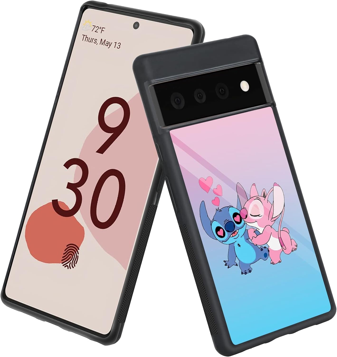 Cartoon Case for Google Pixel 6 Pro Case Cute Stitch Cartoon Character Pattern Tire Anti-Slip Anti-Scratch Design TPU +PC Shockproof Protection Bumper Black Cover for Google Pixel 6 Pro (2021)  cuwana Stitch Angel  