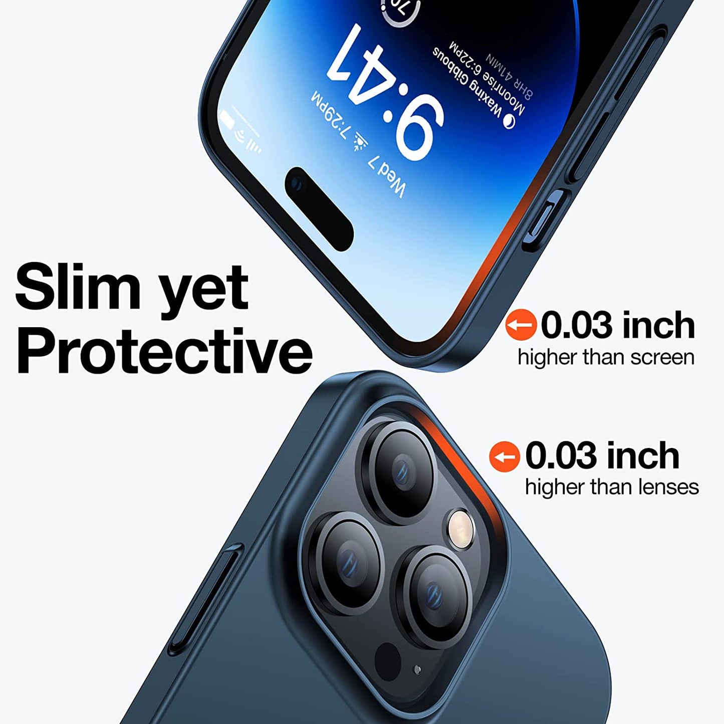 TORRAS Slim Fit Designed for Iphone 14 Pro Max Case 6.7 Inch, Ultra-Thin 14 Pro Max Case 2022, Lightweight Hard PC Cover Phone Cases for Iphone 14 Pro Max Phone Case Blue, Originfit  TORRAS   