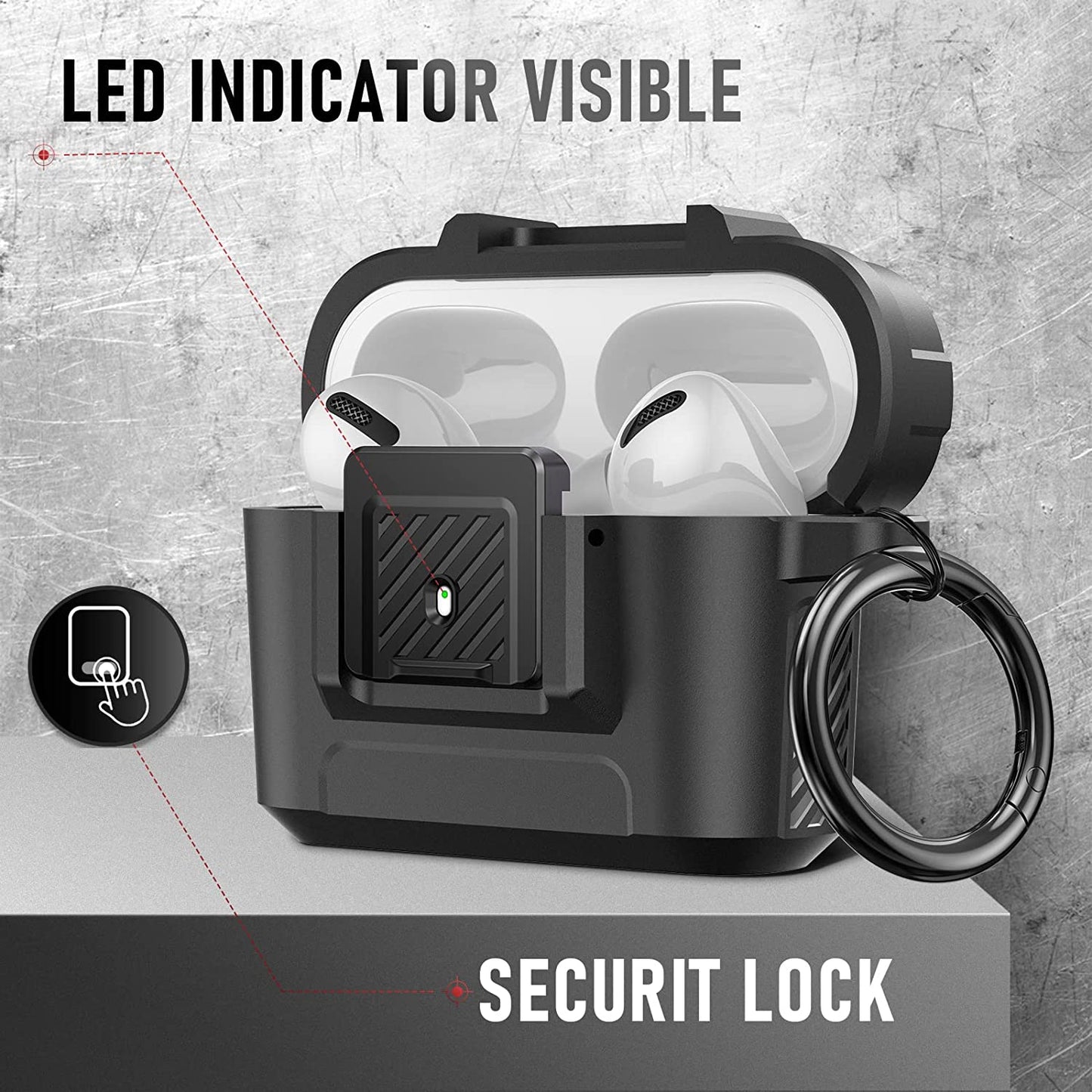 Youtec for Airpods Pro Case Cover for Men with Lock, Military Armor Series Full-Body Airpod Pro Case with Keychain Cool Air Pod Pro Shockproof Protective Case for Airpods Pro 2019,Black  Youtec   