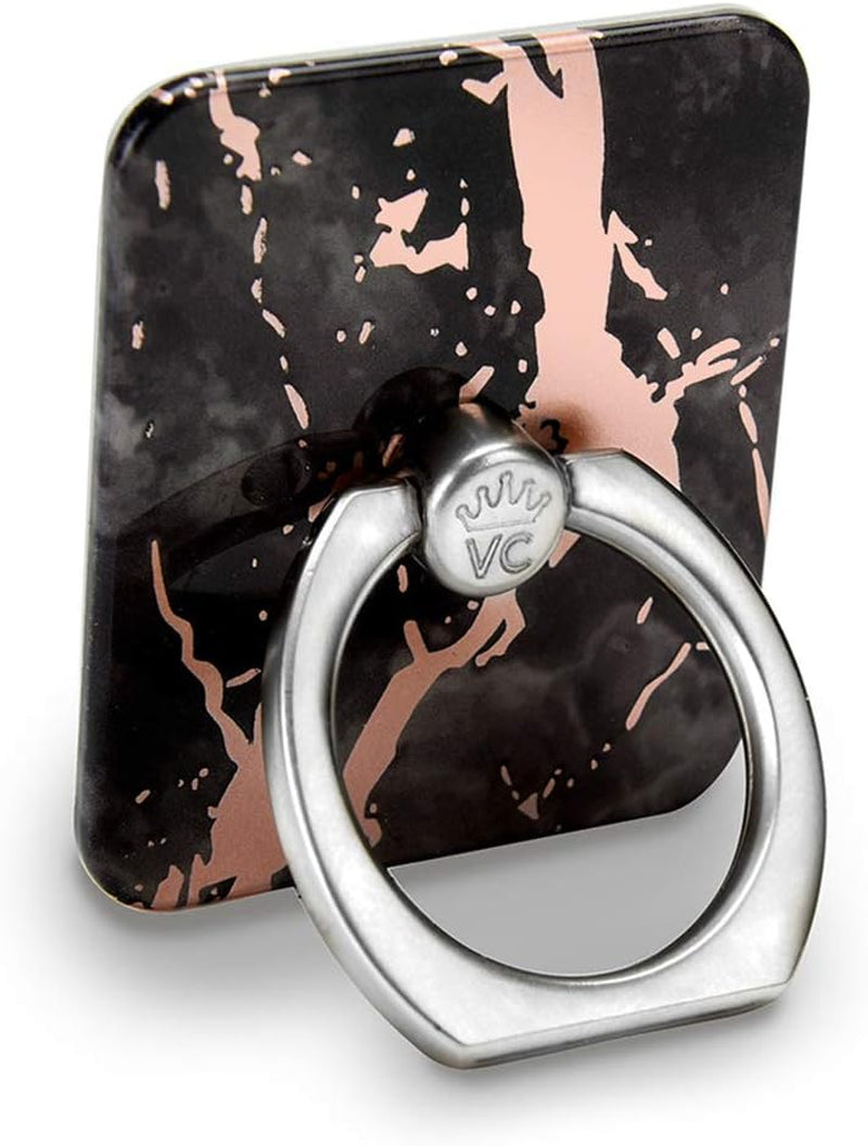 Velvet Caviar Cell Phone Ring Holder - Finger Ring & Stand - Improves Phone Grip Compatible with Iphone, Galaxy and Most Cases (Except Silicone/Leather) - Moonstone Holographic Pink Blue Marble  Velvet Caviar Black Marble Rose Gold  