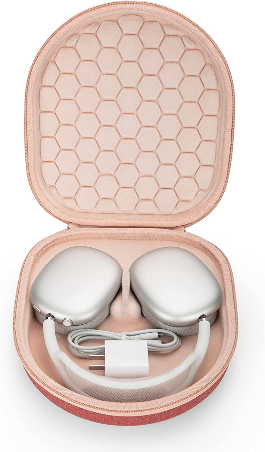 Smart Case for Apple Airpods Max Supports Sleep Mode, Hard Organizer Portable Carry Travel Cover Storage Bag (Black)  Yinke Coral red  