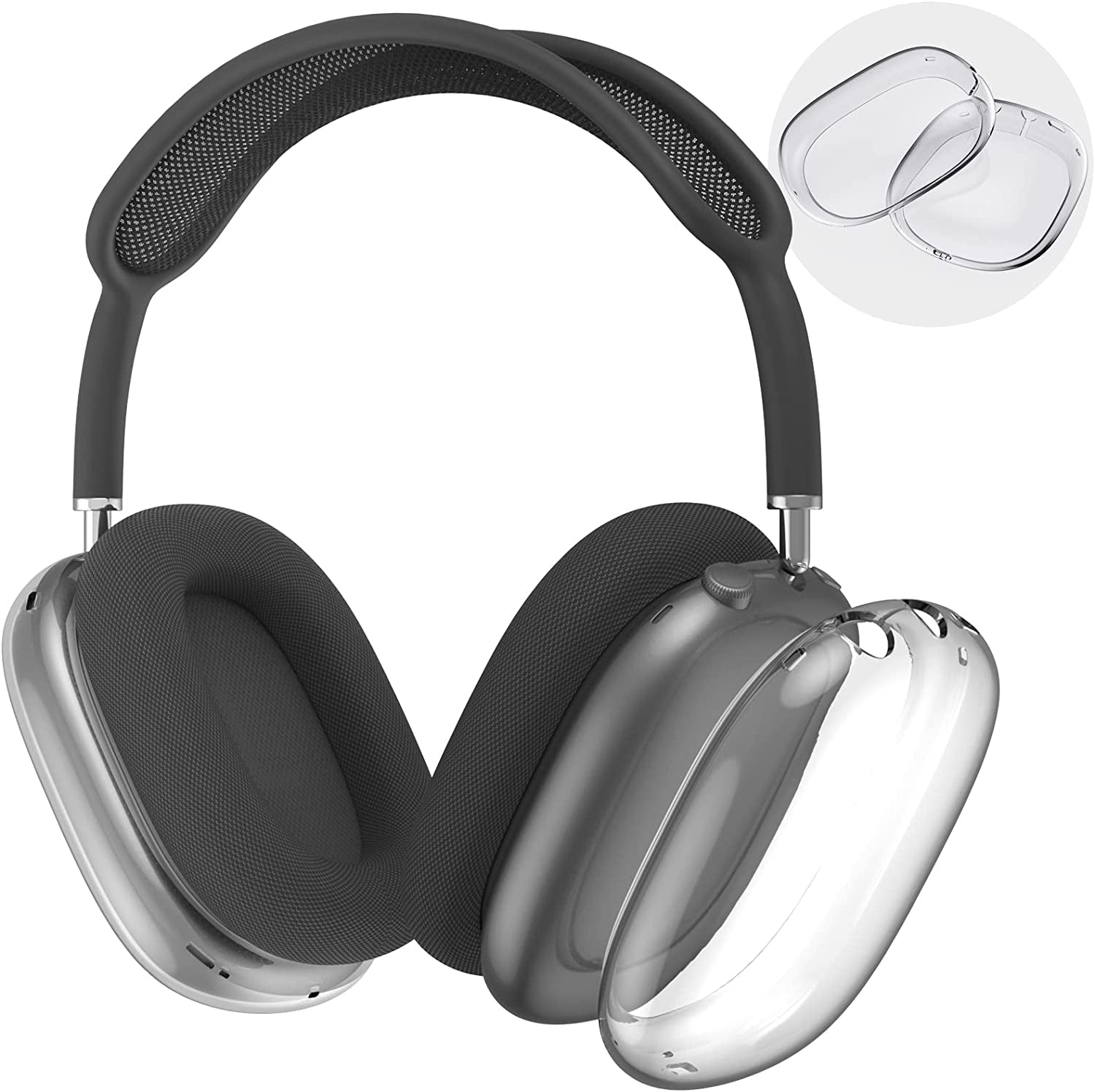 Airpods Max Case, Automatic Sleep Function Protective Headphones Case for Dust and Scratch, Automatic Sleep Function Protective Headphones Case for Dust and Scratch (Black)  CENMASO Clear Black  