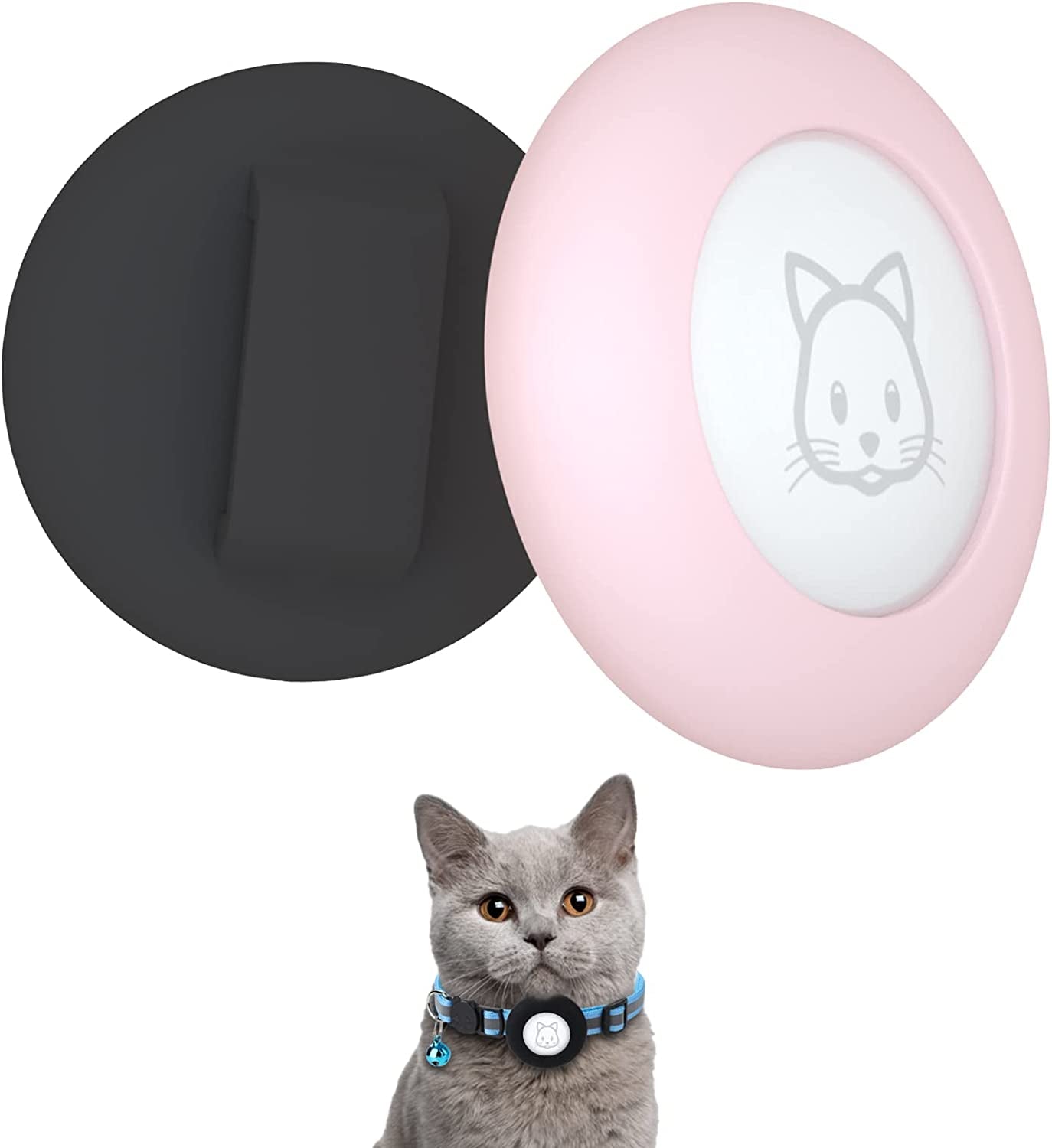 2022 Airtag Cat Collar Holder, Small Air Tag Cat Collar Holder Compatible with Apple Airtag GPS Tracker, 2Pack Waterproof Case Cover for Cat Dog Pet Collar within 3/8 Inch (2 Black)  SimpleThings Black&Pink  