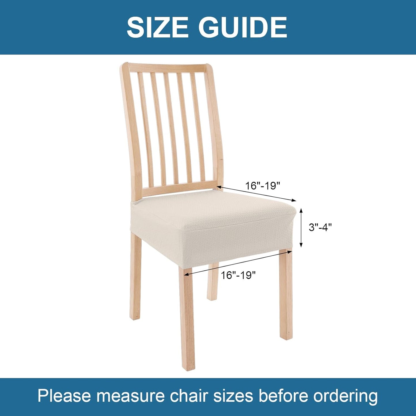 Smiry Stretch Jacquard Seat Covers for Dining Chairs, 6 Pack Washable Dining Chair Cover Dining Room Chair Seat Covers, Beige  smiry   