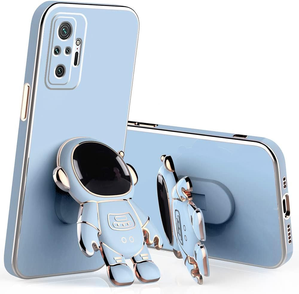 Compatible with Xiaomi Redmi Note 10 Pro Case Silicone TPU Plating, Xiaomi Redmi Note 10 Pro Cases Cute Astronaut Pattern Phone Case with Stand (Pink)  Tiwinxing Blue  