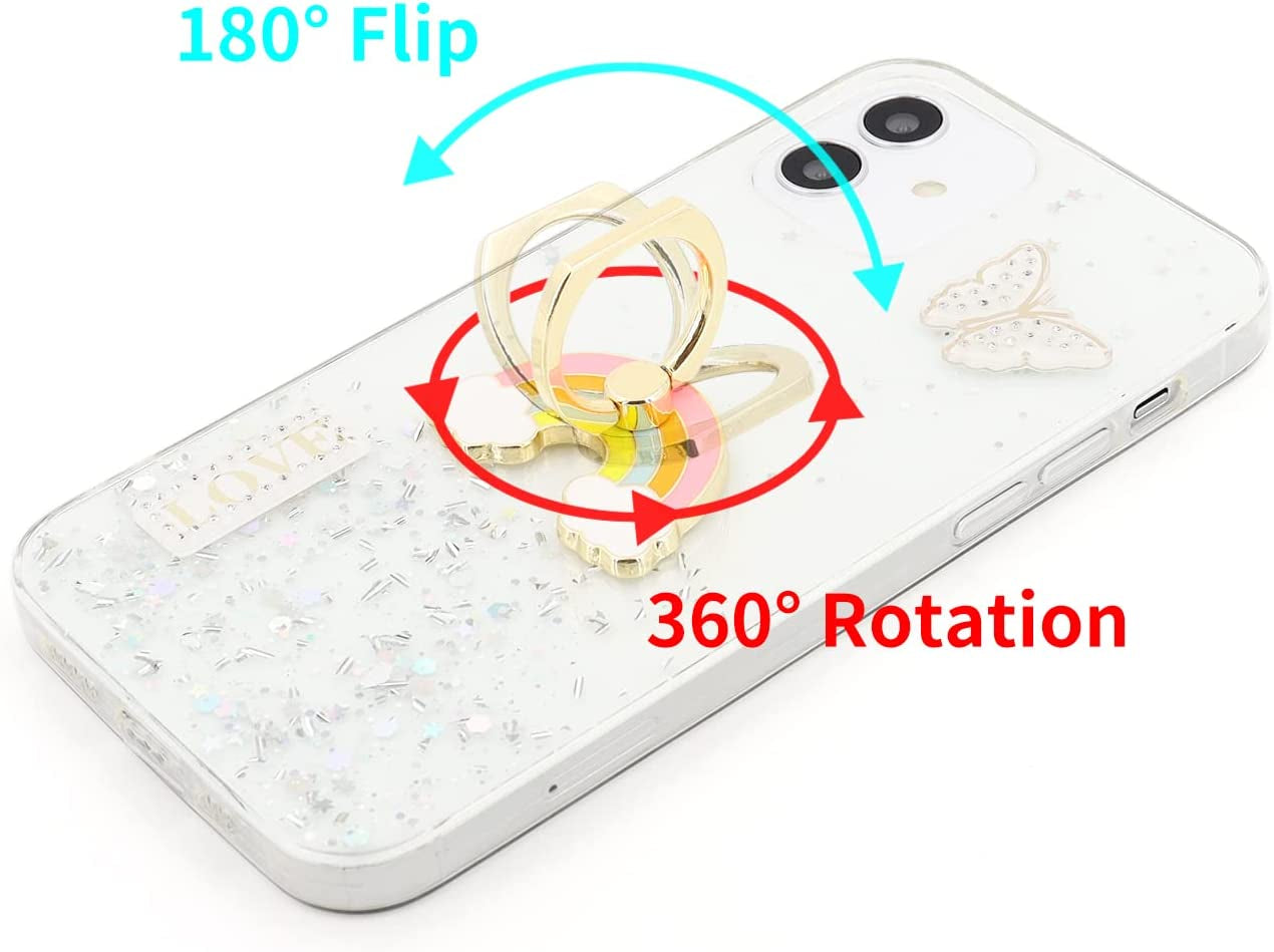 Lamignonne Phone Ring Holder Rainbow Metal Finger Grip 360° Rotation 180° Flip Kickstand Universal Phone Grip Compatible with All Smartphones  LaMignonne   