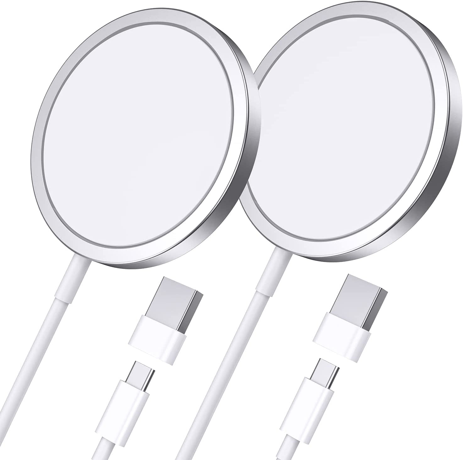 2 Pack Magnetic Wireless Charger 15W Fast Mag-Safe Charger for Iphone 14/13/12 Series and Airpods 3/2/Pro (Mag-Safe Charger Silver)  ShenZhen RuiYiDa Technology Co., Ltd   