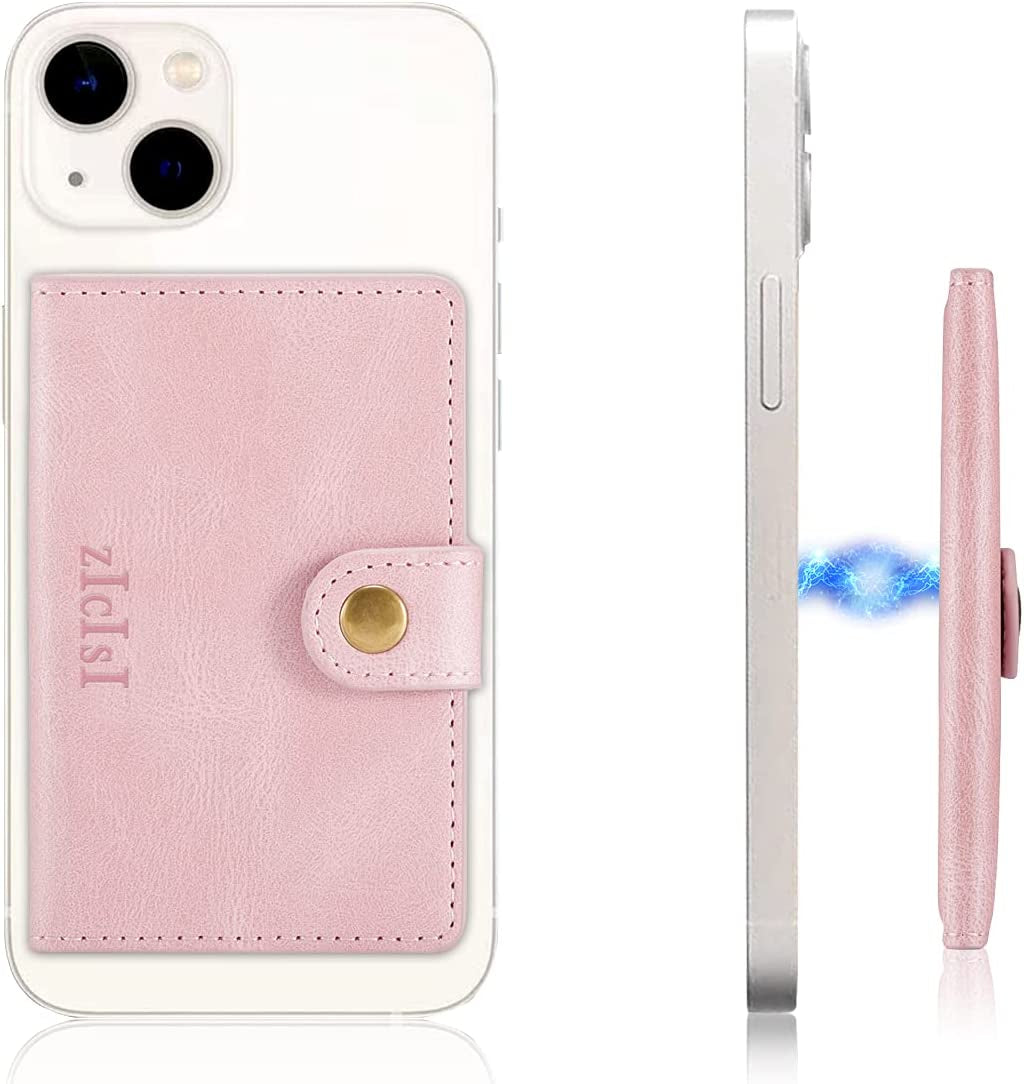 ZICISI for Apple Magnetic Wallet Card Holders with RFID Blocking & Kickstand for Iphone Magsafe Wallet [2 Money Holders + 4 Credit Carders],Compatible with Iphone 13/12 Pro Max/Pro/Mini, Black  ZICISI Pink  