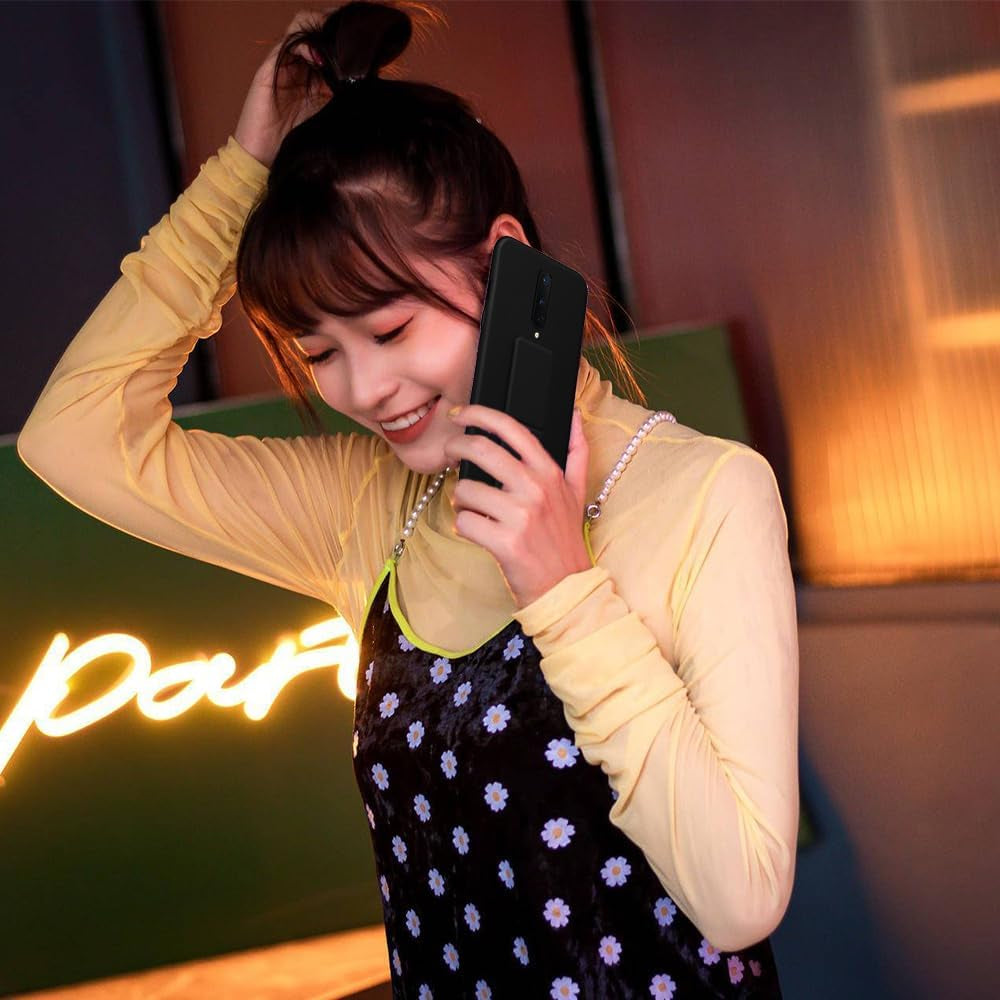 Case for Oneplus 8 2020 Phone Case, Stand Case with Tempered Glass Screen Protector Hidden Folding Kickstand Shockproof Protective Cover Silicone TPU Phone Case for Oneplus 8 - Black  Sitikai   