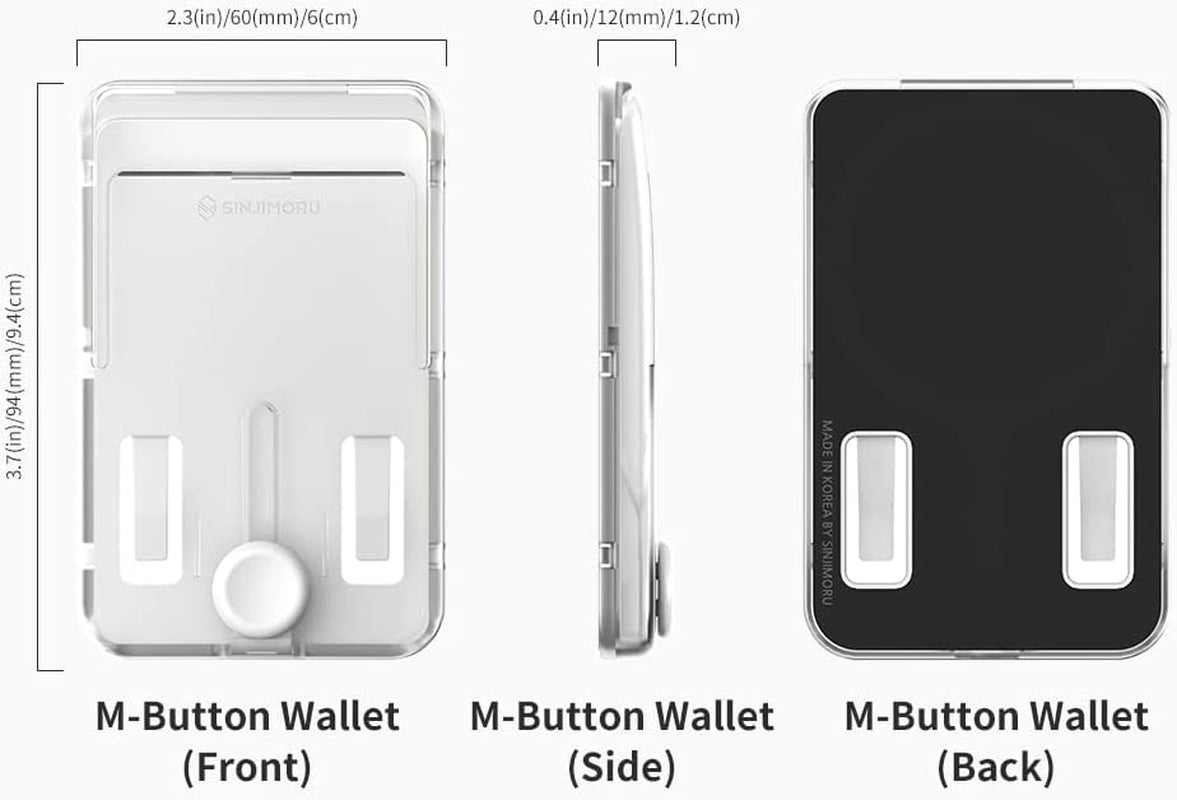 Sinjimoru Pop up Phone Wallet for Magsafe, Magnetic Phone Credit Card Holder for Back of Cell Phone Case with Quick Access for Iphone 12, 13 & 14 Series. M-Button Wallet Matte Clear  Sinjimoru Co.Ltd   