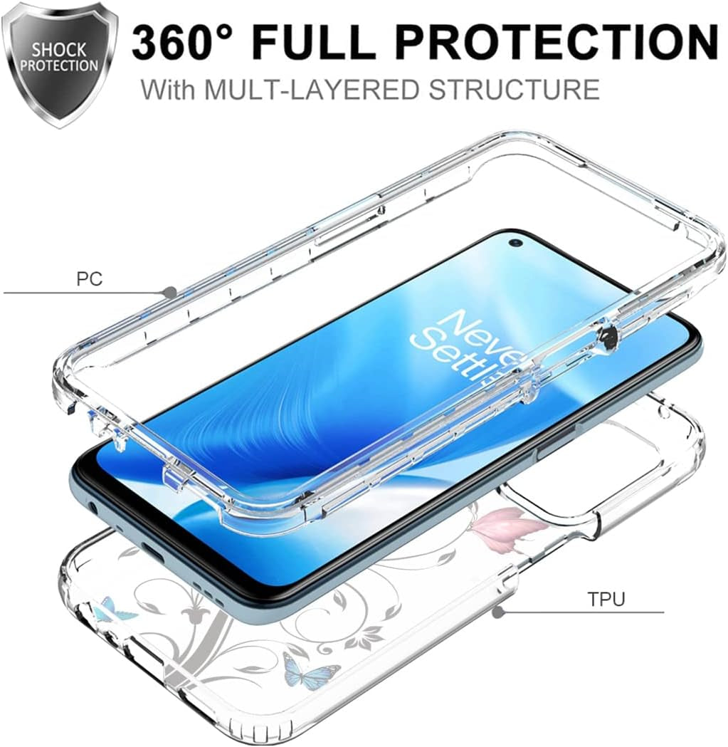 Ueokeird Case for Oneplus Nord N200 5G Case, DE2117 Case with Tempered-Glass Screen Protector, Clear Butterfly Pattern Full Body Protective Phone Cover Cases for Oneplus Nord N200 5G (Butterfly Tree)  Ueokeird   