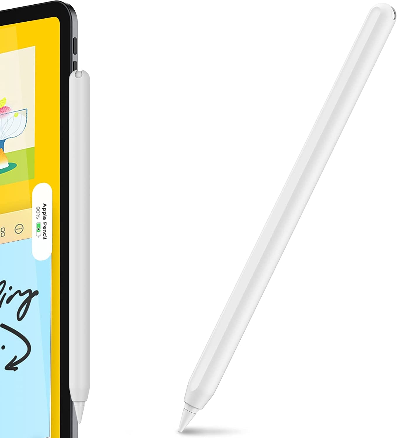 Ahastyle Ultra Thin Case Silicone Skin Cover Compatible with Apple Pencil 2Nd Generation, Ipad Pro 11 12.9 Inch-2 Pack (Light Blue & Pink)  AHASTYLE White  