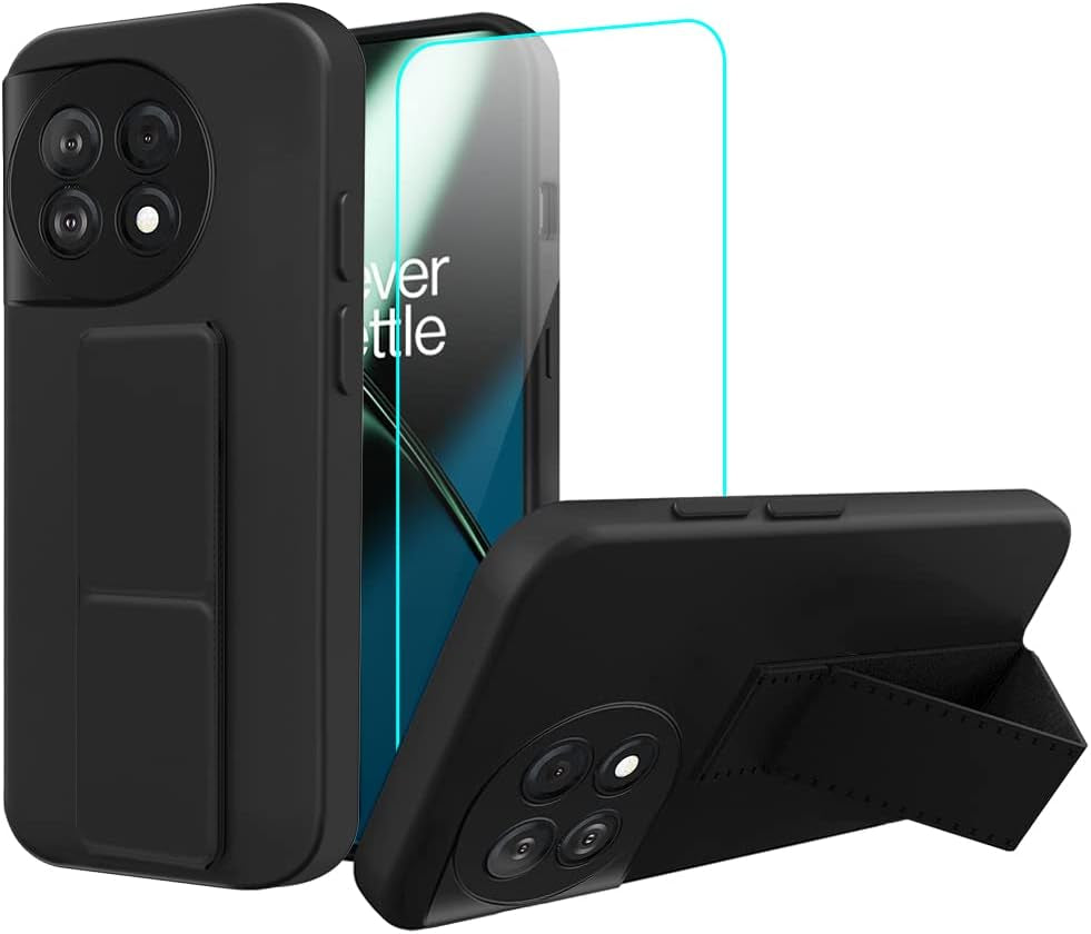 Case for Oneplus 8 2020 Phone Case, Stand Case with Tempered Glass Screen Protector Hidden Folding Kickstand Shockproof Protective Cover Silicone TPU Phone Case for Oneplus 8 - Black  Sitikai Oneplus 11 5G Black  