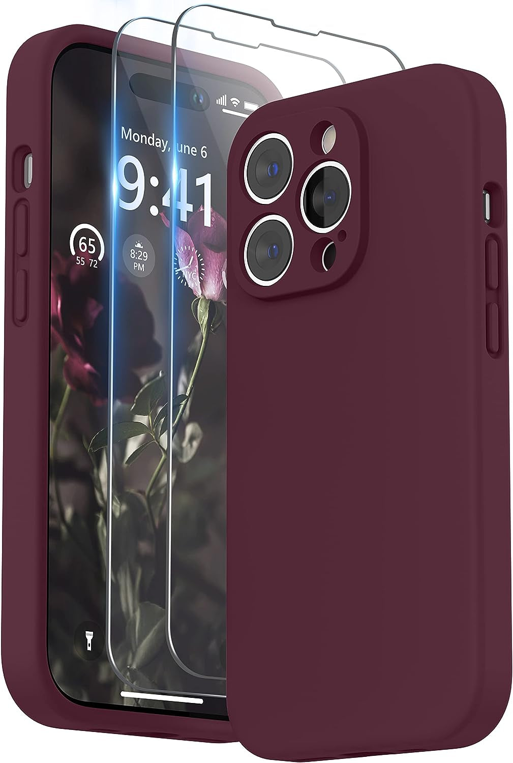 SURPHY Designed for Iphone 14 Pro Case with Screen Protector, (Camera Protection + Soft Microfiber Lining) Liquid Silicone Phone Case, Cactus Green  SURPHY   