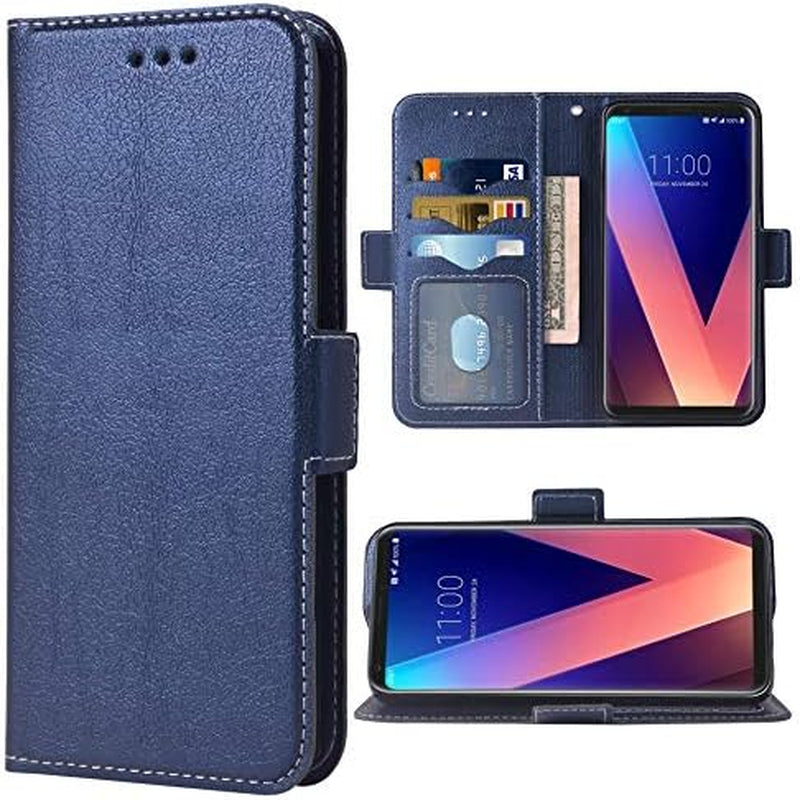 Phone Case for LG V35 Thinq V30 plus Folio Flip Wallet Case,Pu Leather Credit Card Holder Slots Full Body Protection Kickstand Protective Phone Cover for LGV30 LGV35 Thin Q LG35 V35Thinq Dark Blue  WWAAYSSXA   