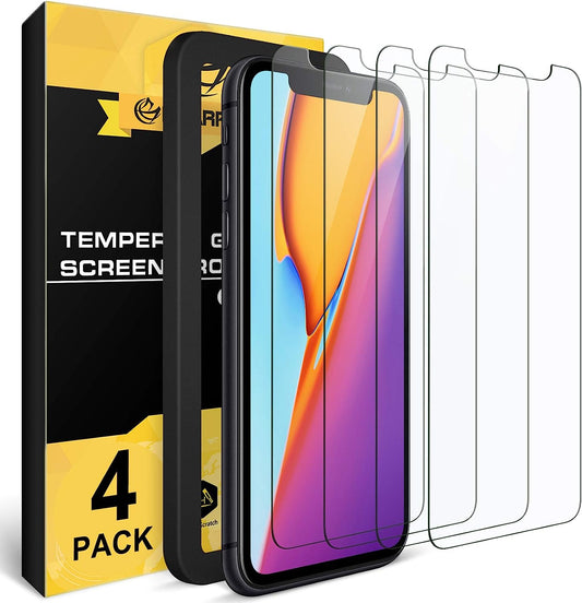 NEARPOW Screen Protector for Iphone 11 / Iphone XR, [4 Pack] Tempered Glass Screen Protector for Apple Iphone XR 6.1" 2018 / Iphone 11 2019, [Fit with Most Cases][Easy Installation Frame][9H Hardness]  NEARPOW   