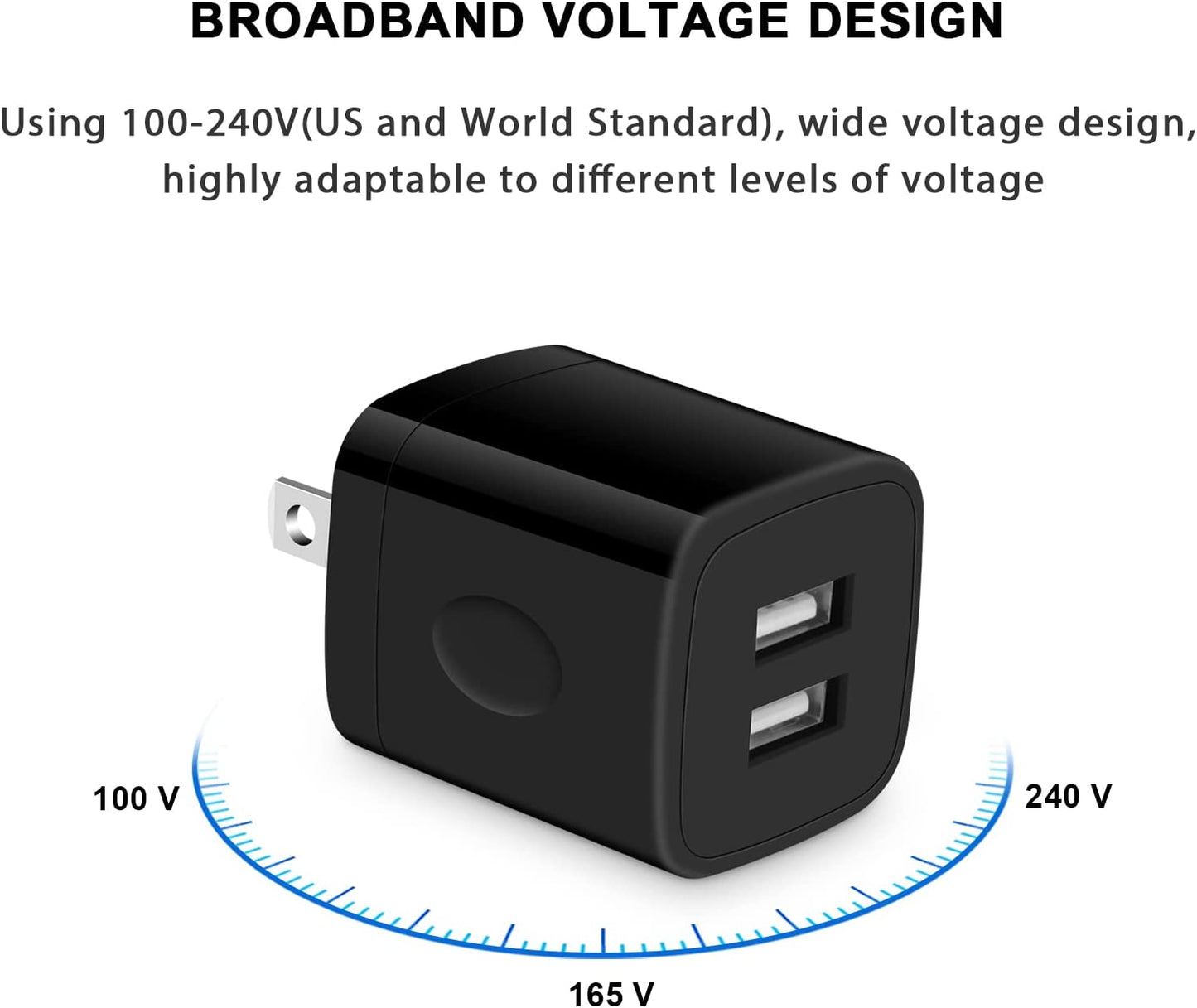 Black USB Wall Adapter, Charging Block, 3Pack Dual Port 2.1A Fast Wall Charger Brick Base Cube USB Plug Outlet Phone Charger Box Compatible Iphone 14 13 12 11 XS Max XR X 8 7 6 6S, Ipad, Samsung, LG  Shenzhen Putuo Technology Co.,Ltd   