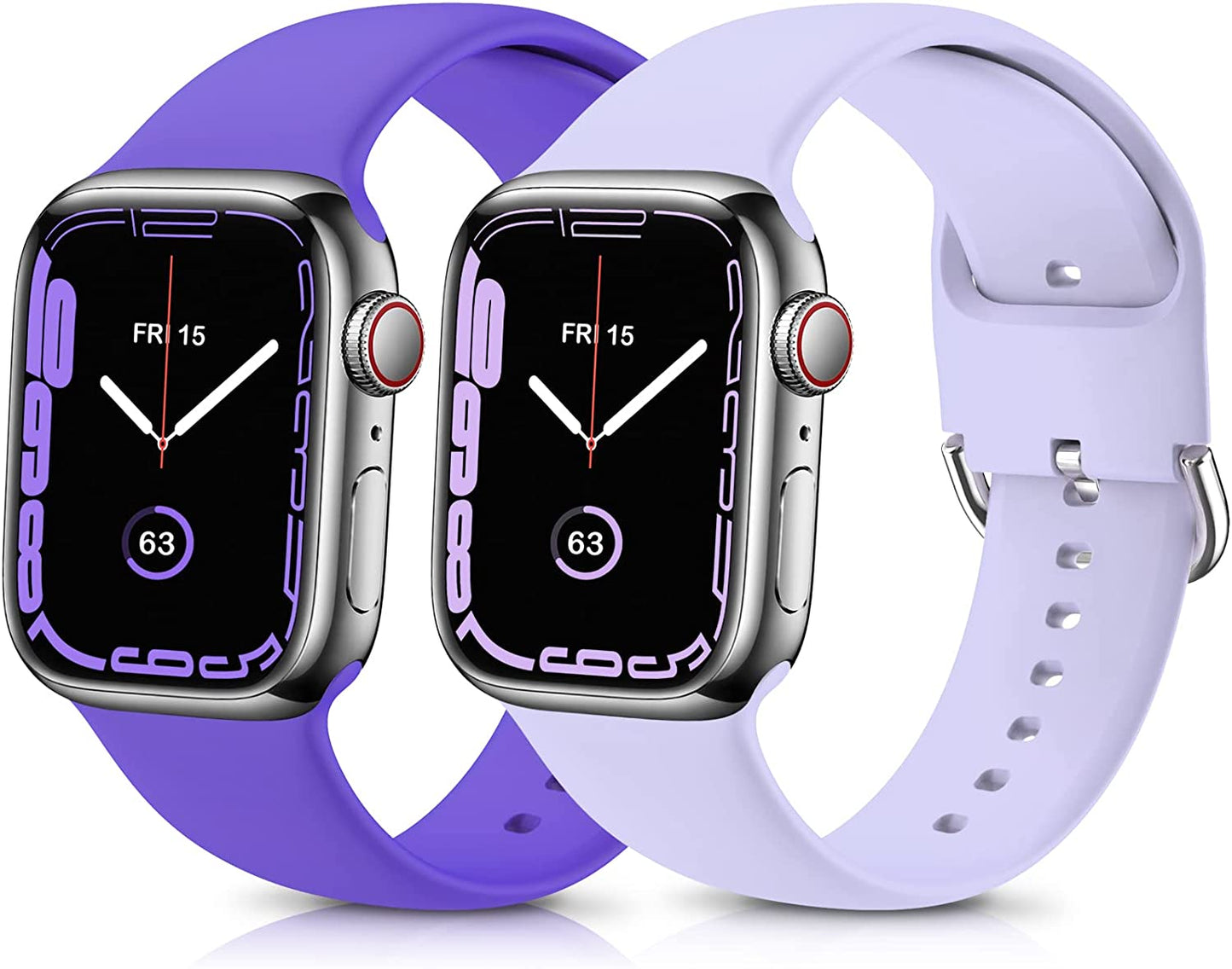 ZALAVER Bands Compatible with Apple Watch Band 49Mm 45Mm 44Mm 42Mm 41Mm 40Mm 38Mm, Soft Silicone Sport Wristbands Buckle Clasp Strap for Iwatch Ultra Series SE 8 7 6 5 4 3 2 1 Women Purple/Lavender  ZALAVER   