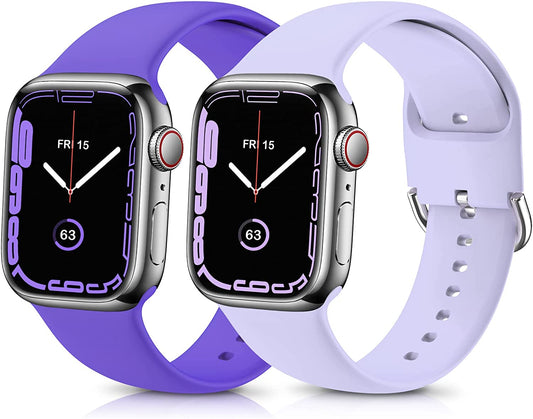 ZALAVER Bands Compatible with Apple Watch Band 49Mm 45Mm 44Mm 42Mm 41Mm 40Mm 38Mm, Soft Silicone Sport Wristbands Buckle Clasp Strap for Iwatch Ultra Series SE 8 7 6 5 4 3 2 1 Women Purple/Lavender  ZALAVER   