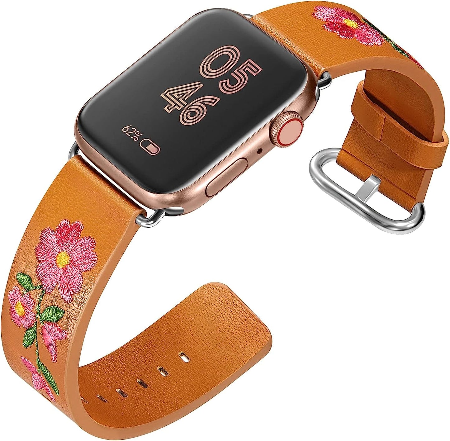 FENICHI Leather Watch Bands for Apple Watch 44Mm 38Mm 40Mm 41Mm 42Mm 45Mm 49Mm Personality Embroidery Elegant Wristbands for Iwatch Series 8 7 6 5 4 3 2 1 Se Ultra Band Women Girl Lady  FENICHI   