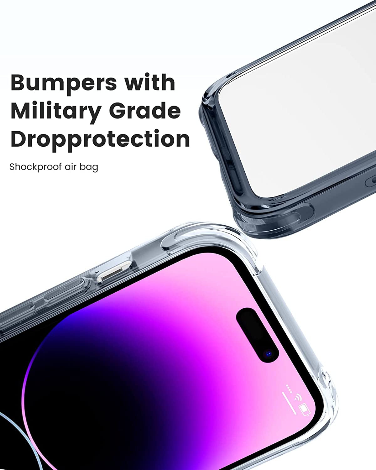 Mkeke for Iphone 14 Pro Case Clear, [Military Grade Protection] [Not Yellowing] Shockproof Phone Case for Apple Iphone 14 Pro 2022 -Gradient Black Clear  Shenzhen Make Technology Company Limited   