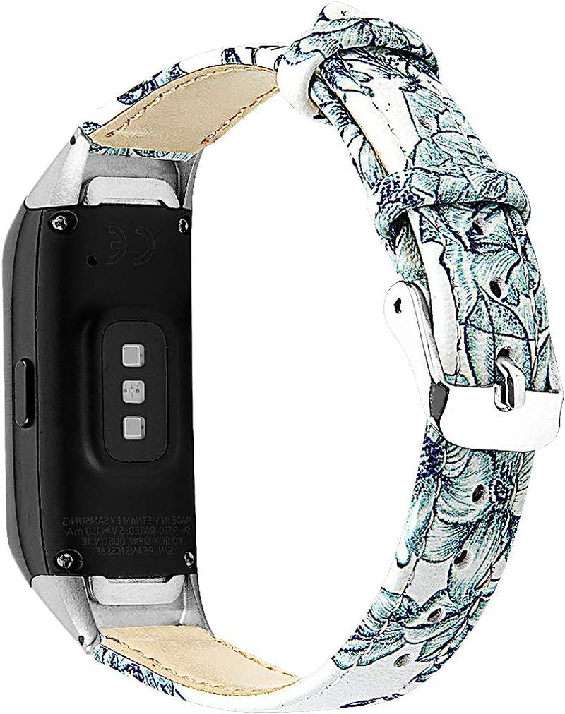 Techcode SM-R370 Galaxy Watch Band, Genuine Leather Watch Band with Metal Buckle Adjustable Strap Anti-Slip Replacement Wristband Quick Release for Samsung Galaxy Fit SM-R370  TechCode E  