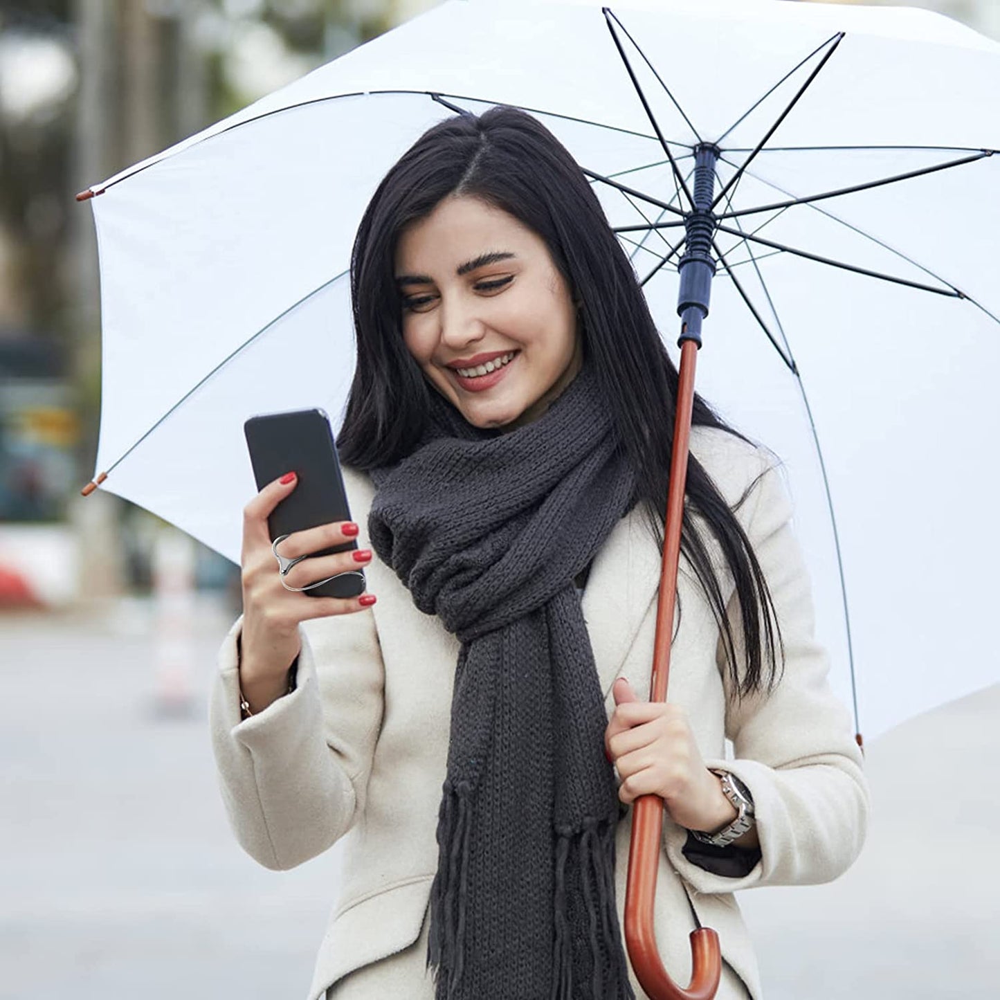 Cobee Cell Phone Ring Straps, 4 Pcs Phone Finger Ring Holders, Phone Grip Holder Phone Loop Charm Phone Ring Kickstand Holder Phone Finger Ring Chain Lanyard(Silver, Gold, Black, Rose Gold)  Cobee   