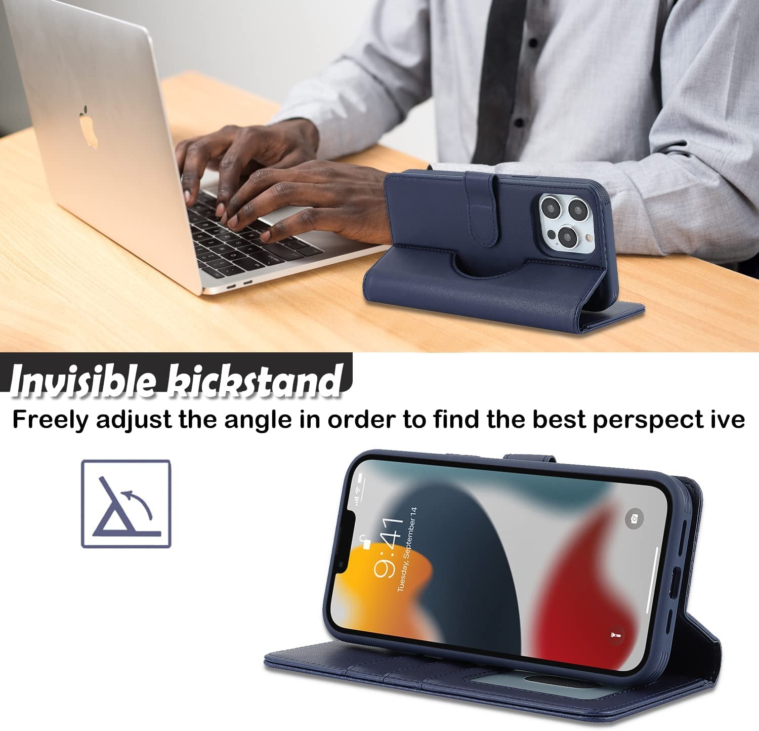 Ｈａｖａｙａ Iphone 13 Pro Max Wallet Case Magsafe,Iphone 12 Pro Max Wallet Case Detachable Magnetic,Iphone 13 Pro Max Phone Case Wallet with Card Holder for Women,Flip Magnetica Cover for Men-Blue  Ｈａｖａｙａ   