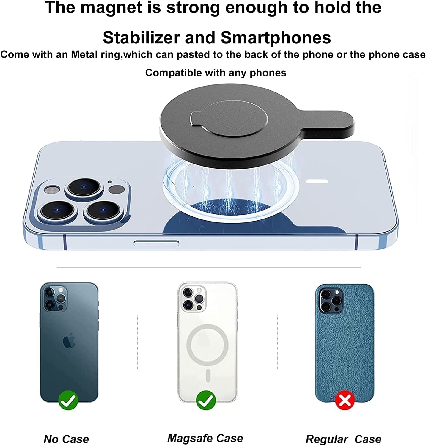 For DJI OM 6 Magsafe Adapter Ring Holder Phone Clamp, Compatible with Gimbal Stabilizer DJI Osmo Mobile 6, Also Fits for DJI OM 5,OM 4,OM 4 SE  UBeesize   