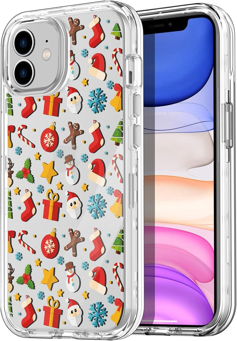 Aicase for Iphone 11 Case (6.1"), Heavy Duty Drop Protection Rugged Shockproof/Drop/Dust Proof 3-Layer Protective Durable Indestructible Phone Cover for Iphone 11, Black  AICase A-Christmas Pattern Iphone 11 