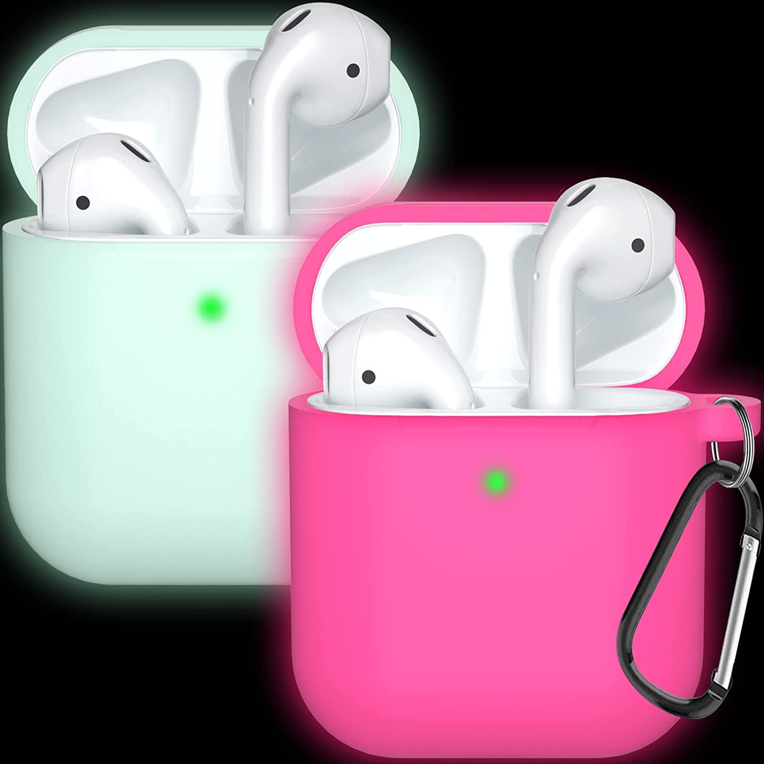 Compatible with Airpods Case Cover Silicone Protective Skin for Airpods Case 2&1 (2 Pack) Black/Sand Pink  Doboli Purple  
