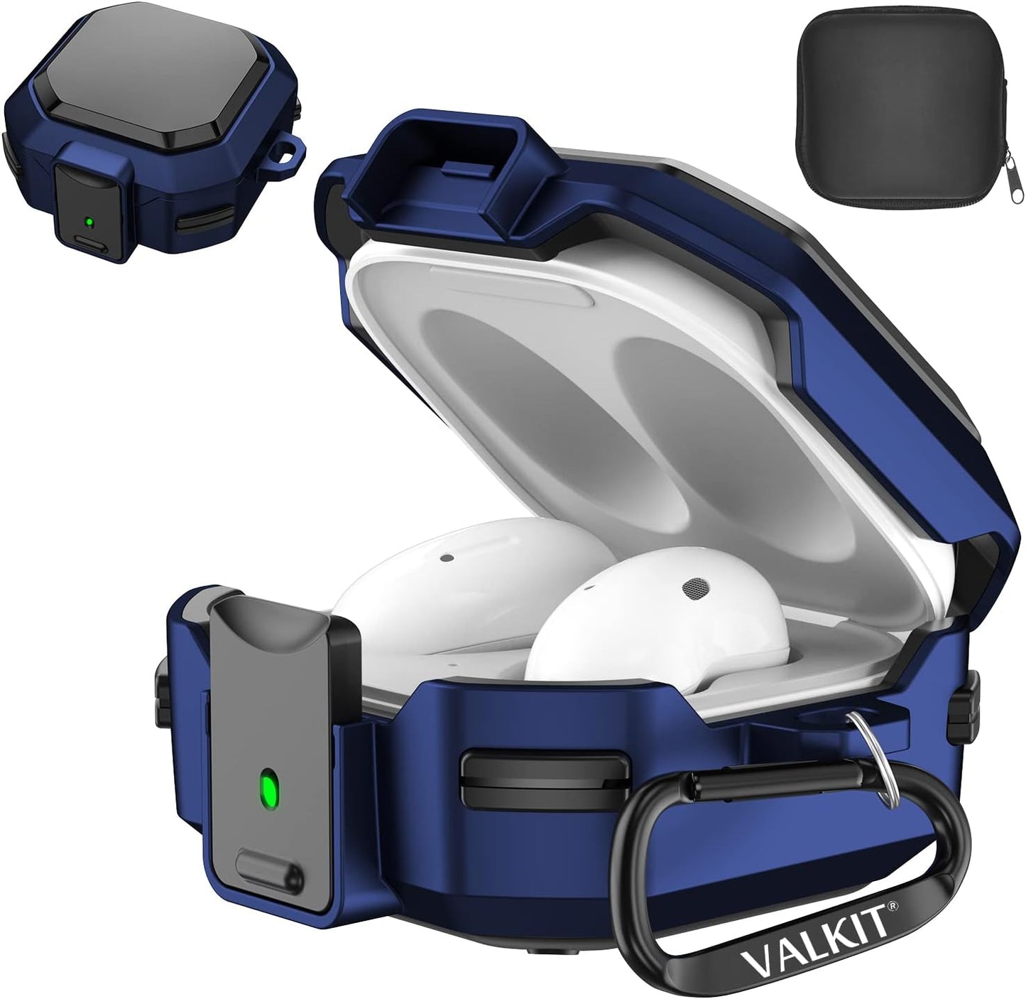 Valkit Compatible Galaxy Buds 2 Pro/Galaxy Buds 2/Galaxy Buds Pro/Buds Live Case with Lock, Full Body Protective Case for Men Women Shockproof Skin Cover for Samsung Earbuds with Keychain,Blue  VKT   