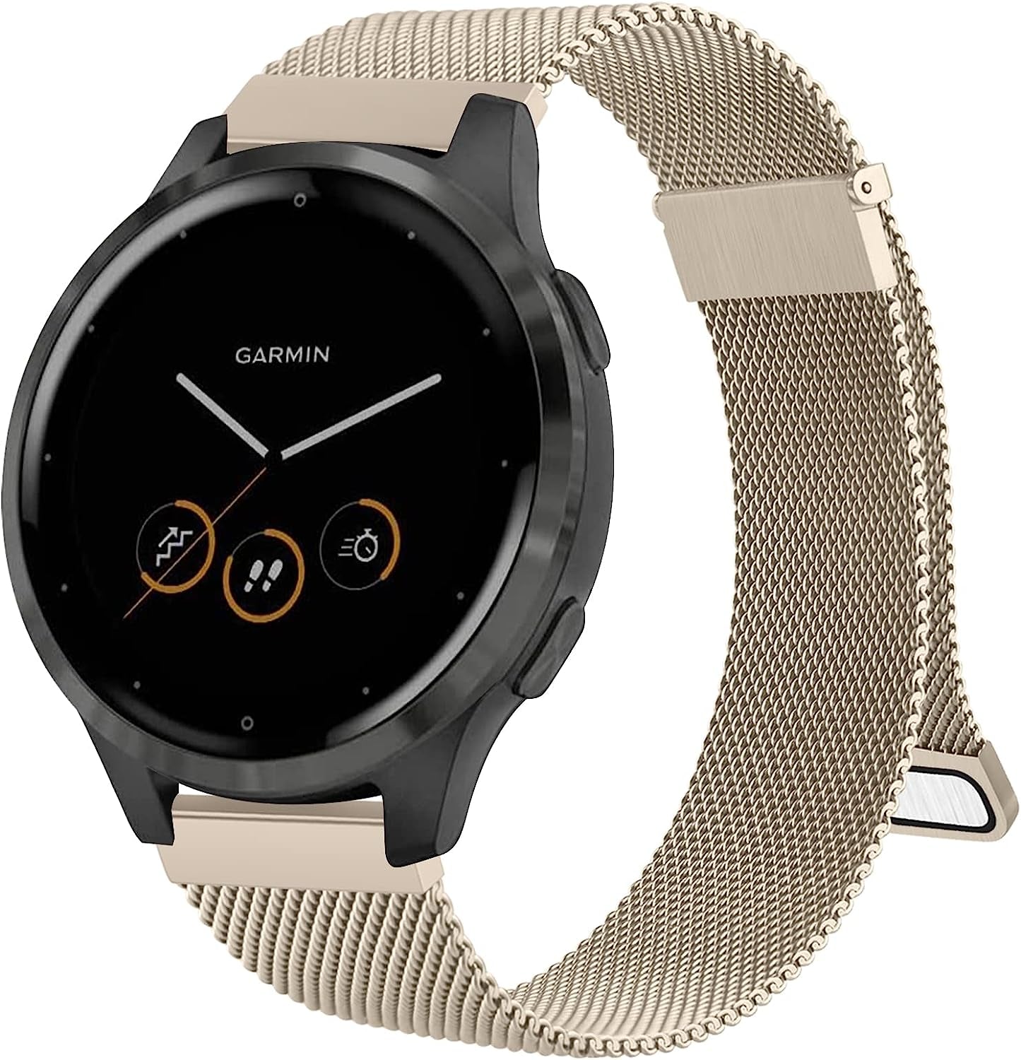Wanme Metal Bands for Garmin Venu 2 Band, Garmin Vivoactive 4 Bands Women Men, Stainless Steel Mesh Magnetic Replacement Wristband Bracelet Strap Compatible with Garmin Vivoactive 4 / Venu 2 / Forerunner 255 Smart Watch  Wanme Champagne Gold  