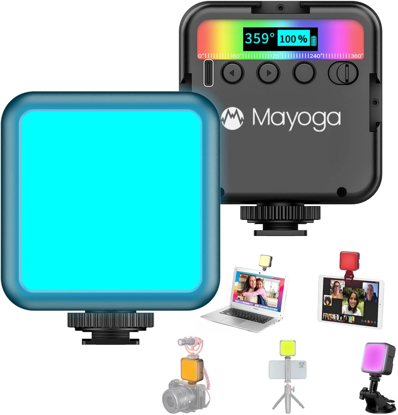 12'' RGB Selfie Ring Light,Mayoga Dimmable LED Ring Light with Tripod Stand & Phone Holder,Circle Light for Live Stream/Youtube Video/Makeup/Tik Tok/Vlogging,Compatible with Iphone Android  MAYOGA Mini Size  