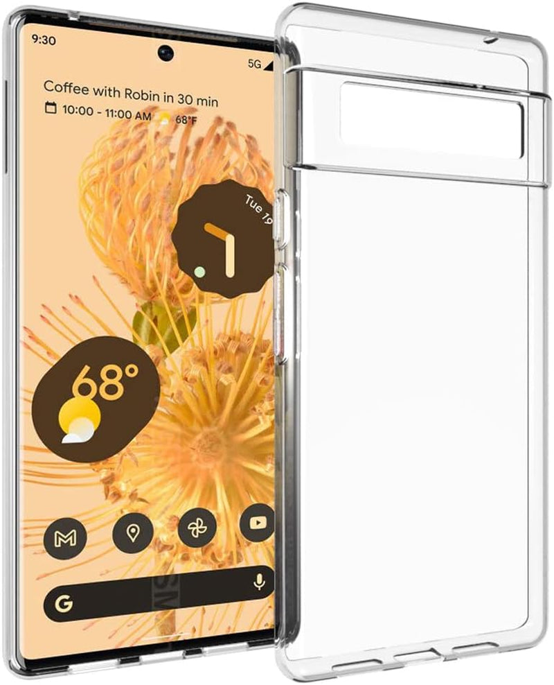 SNOSHO Google Pixel 6 Pro Clear Case,Thin Slim Soft Silicone Flexible TPU Gel Skin Anti-Scratch Shockproof Protective Case Cover for Google Pixel 6 Pro,Crystal Clear  SNOSHO   