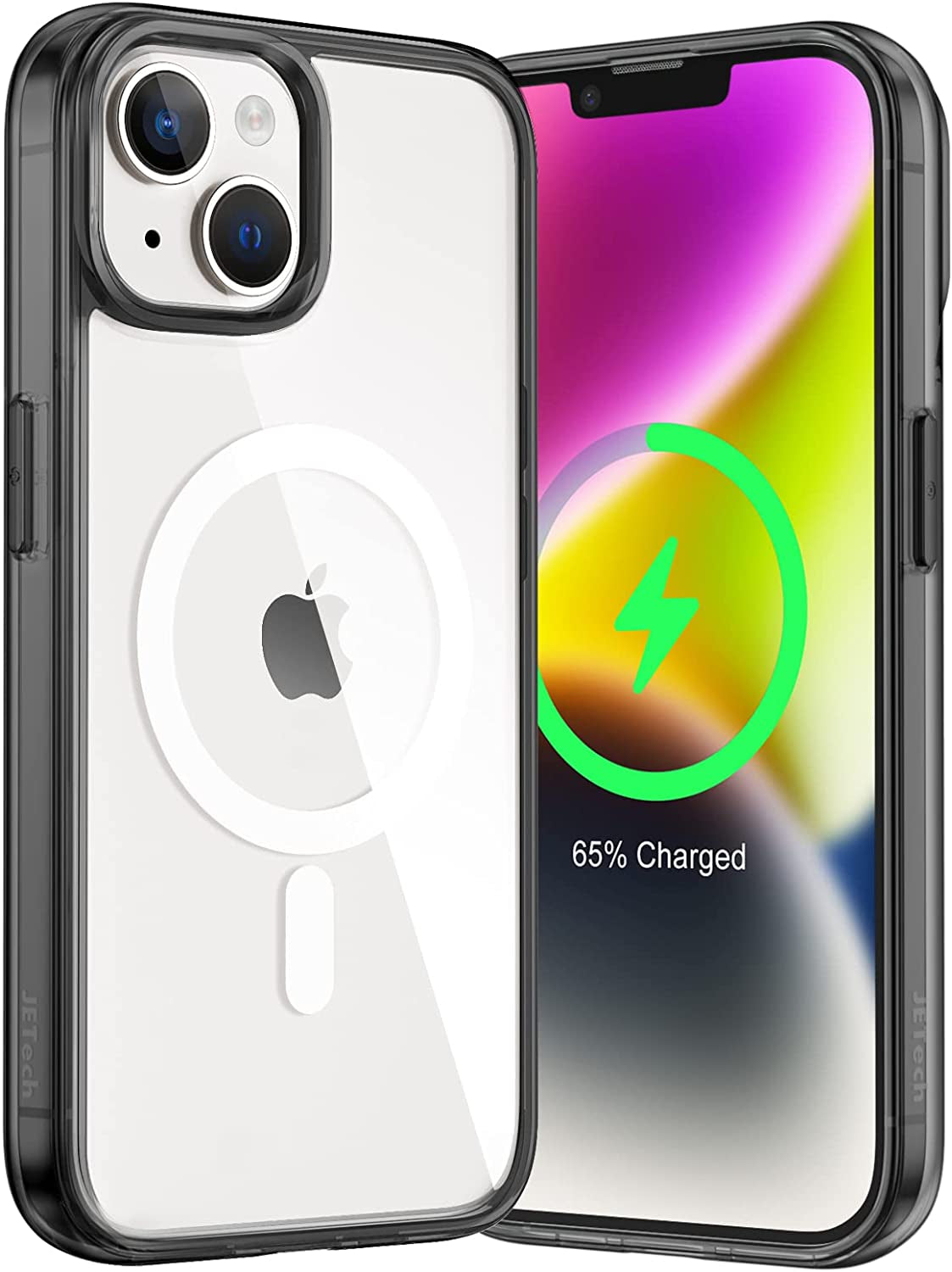 Jetech Magnetic Case for Iphone 14 plus 6.7-Inch Compatible with Magsafe Wireless Charging, Shockproof Phone Bumper Cover, Anti-Scratch Clear Back (Black)  JETech   
