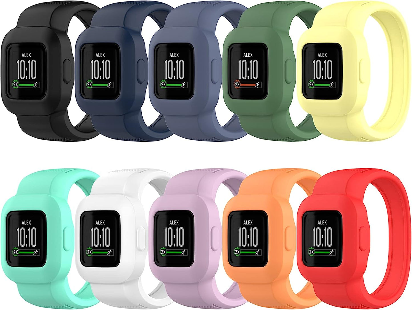 QGHXO Band for Garmin Vivofit Jr. 3, Soft Silicone Replacement Watch Band Strap for Garmin Vivofit Jr. 3 Fitness Tracker, Small, Large (No Tracker)  QGHXO 10PCS Bands Large 