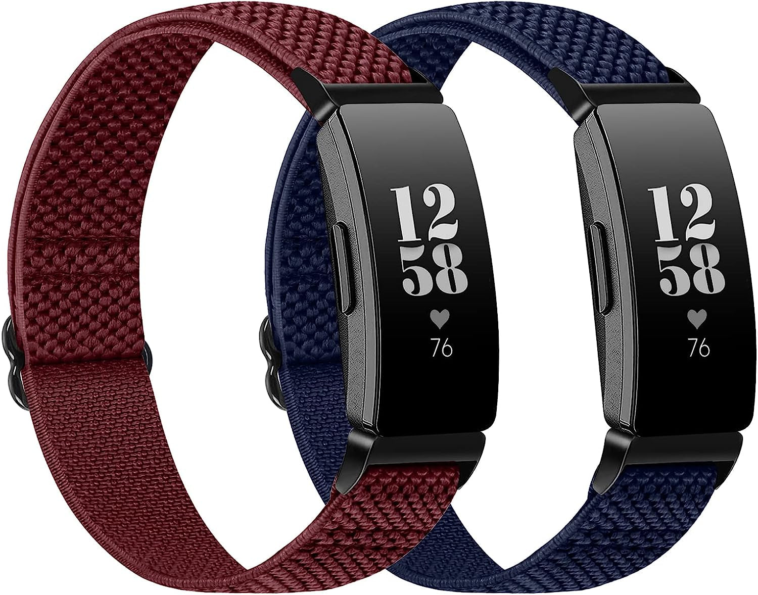 XFYELE Elastic Nylon Band Compatible with Fitbit Inspire 2/ Inspire/Inspire Hr/Inspire Ace 2/ Inspire Ace 3，Adjustable Stretch Breathable Nylon Sport Loop Replacement Strap for Women Men  XFYELE Indigo-WineRed  