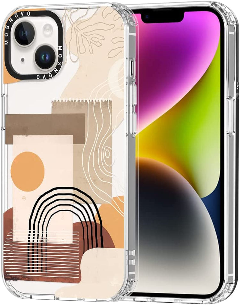 MOSNOVO Compatible with Iphone 14 Case, [Buffertech 6.6 Ft Drop Impact] [Anti Peel off Tech] Clear TPU Bumper Phone Case Cover with Cute Black Cat in Garden Designed for Iphone 14 6.1"  MOSNOVO Minimalist Abstract Art  