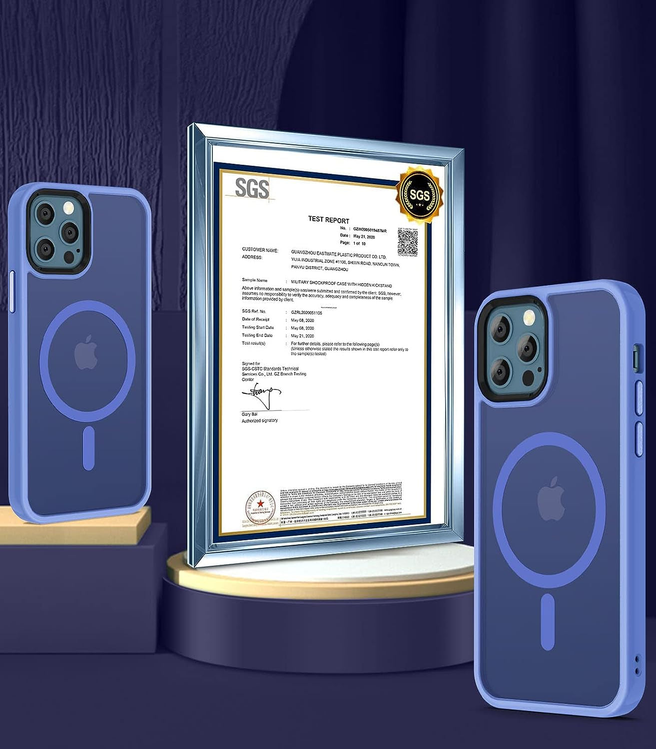 BOTOER [5 in 1 for Iphone 12 Case/Iphone 12 Pro Case,With 2 Pack Screen Protector + 2 Pack Camera Lens Protector, Ultra Thin Scratch Resistant Drop Mag-Safe Phone Case for Iphone 12/12 Pro,Blue A  BOTOER   