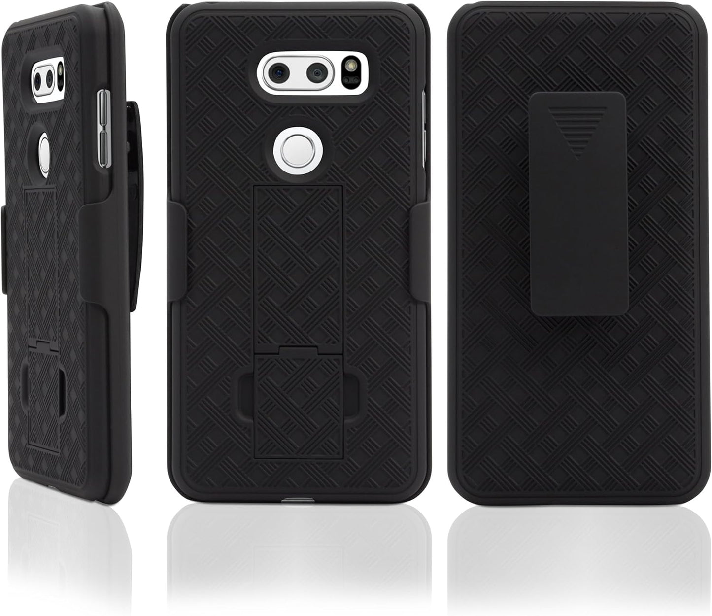 Boxwave Holster Compatible with LG V30 - Dual+ Holster Case, Shell Cover and Belt Clip Holster with Kickstand for LG V30 - Jet Black  BoxWave Corporation   